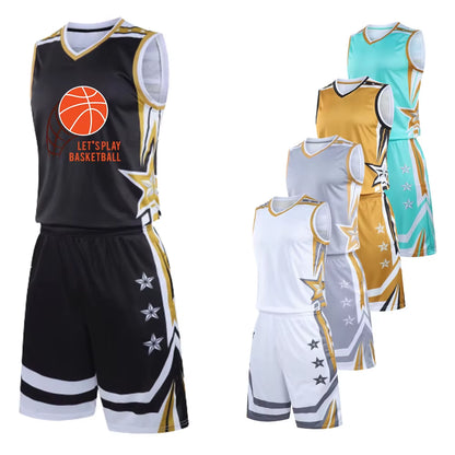 Children Men Custom Basketball Jersey Sets plus Size 2 Pieces Sleeveless Vest Shorts Team Professional Basketball Uniforms Suit