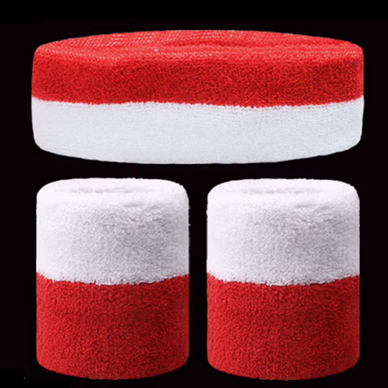 1 Set Sport Wristbands + Headband Towel Sweat Bands for Men Women Basketball Yoga Tennis Fitness Head Band Wrist Support Protect
