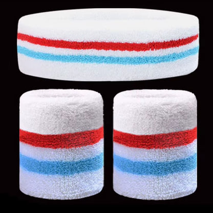 1 Set Sport Wristbands + Headband Towel Sweat Bands for Men Women Basketball Yoga Tennis Fitness Head Band Wrist Support Protect