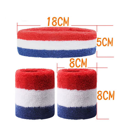 1 Set Sport Wristbands + Headband Towel Sweat Bands for Men Women Basketball Yoga Tennis Fitness Head Band Wrist Support Protect