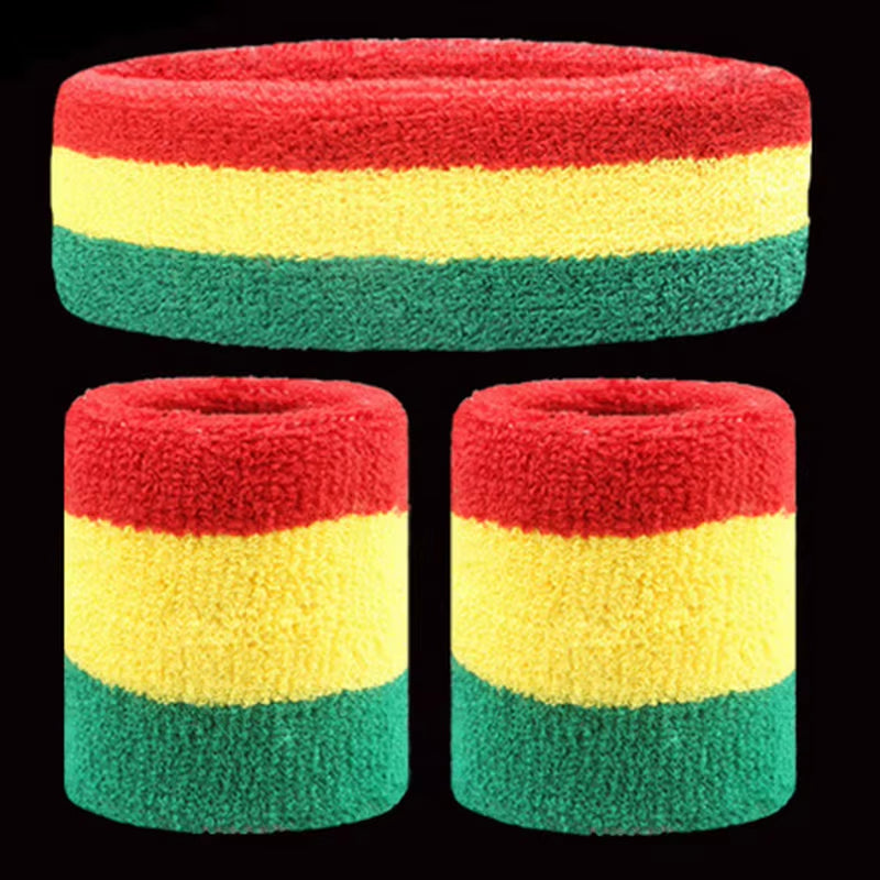 1 Set Sport Wristbands + Headband Towel Sweat Bands for Men Women Basketball Yoga Tennis Fitness Head Band Wrist Support Protect