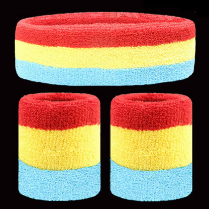 1 Set Sport Wristbands + Headband Towel Sweat Bands for Men Women Basketball Yoga Tennis Fitness Head Band Wrist Support Protect
