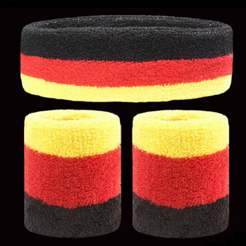 1 Set Sport Wristbands + Headband Towel Sweat Bands for Men Women Basketball Yoga Tennis Fitness Head Band Wrist Support Protect