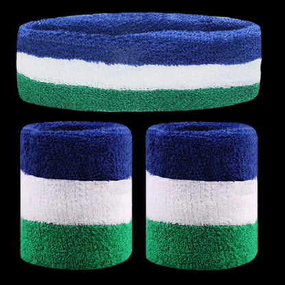 1 Set Sport Wristbands + Headband Towel Sweat Bands for Men Women Basketball Yoga Tennis Fitness Head Band Wrist Support Protect