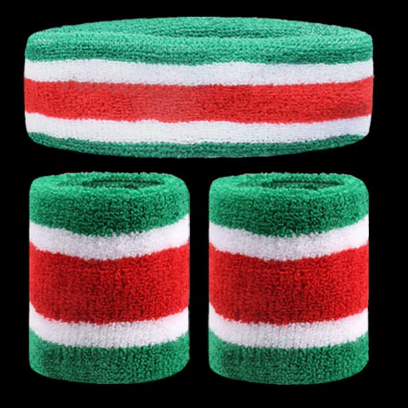1 Set Sport Wristbands + Headband Towel Sweat Bands for Men Women Basketball Yoga Tennis Fitness Head Band Wrist Support Protect