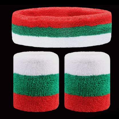 1 Set Sport Wristbands + Headband Towel Sweat Bands for Men Women Basketball Yoga Tennis Fitness Head Band Wrist Support Protect