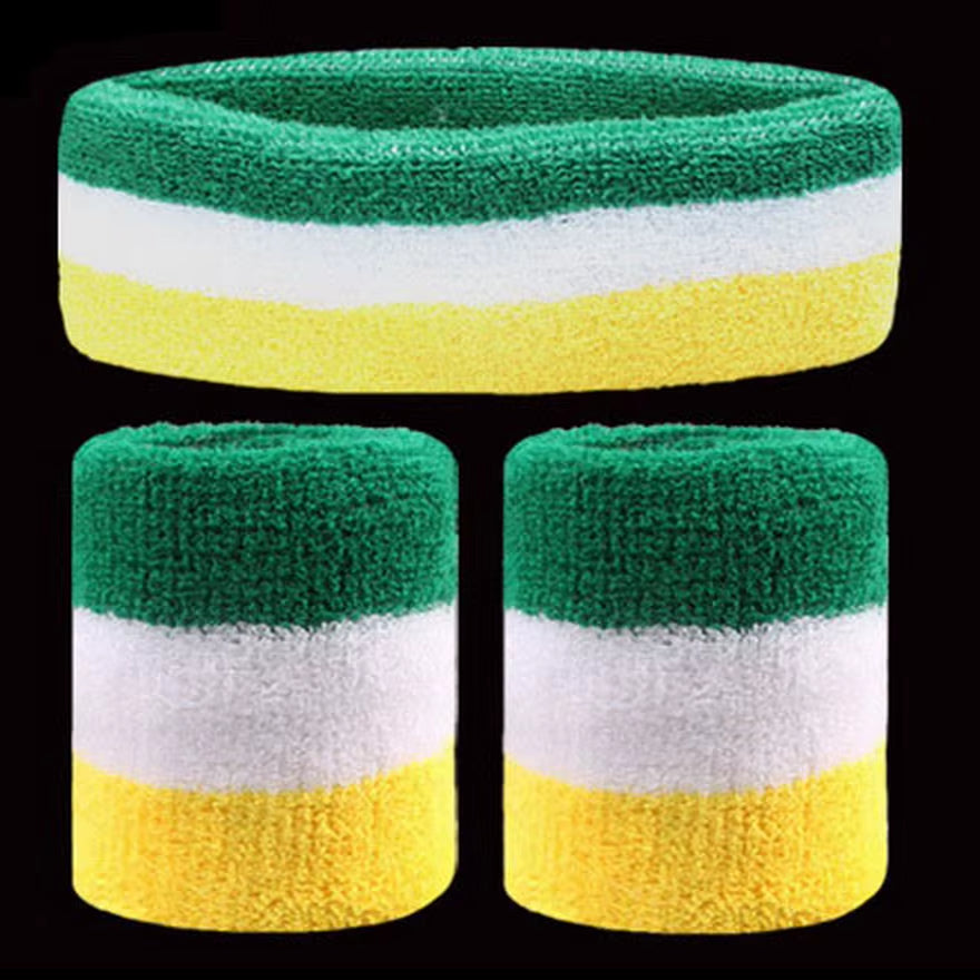 1 Set Sport Wristbands + Headband Towel Sweat Bands for Men Women Basketball Yoga Tennis Fitness Head Band Wrist Support Protect