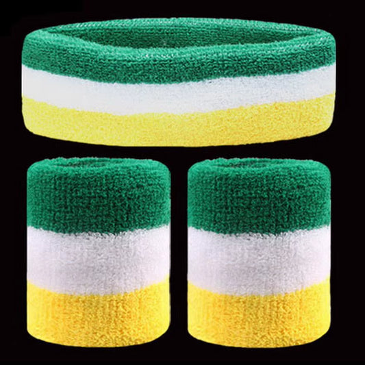 1 Set Sport Wristbands + Headband Towel Sweat Bands for Men Women Basketball Yoga Tennis Fitness Head Band Wrist Support Protect