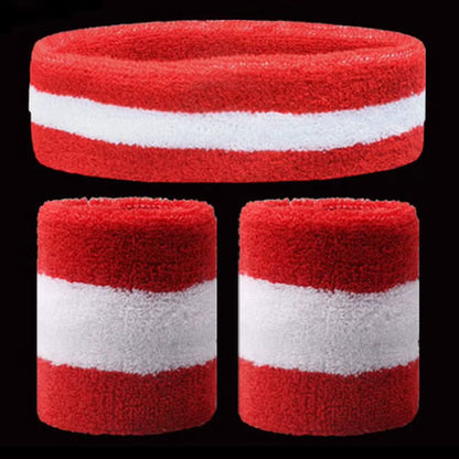 1 Set Sport Wristbands + Headband Towel Sweat Bands for Men Women Basketball Yoga Tennis Fitness Head Band Wrist Support Protect