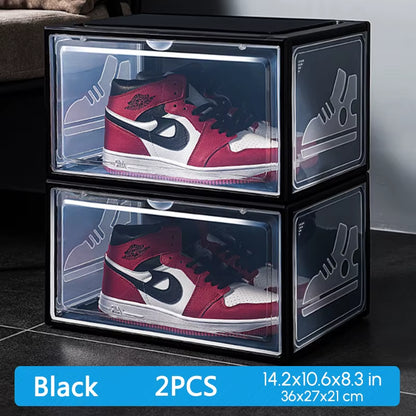 Dustproof AJ Sneakers Storage Box, Hardened Plastic Shoe Box, Stackable Cabinet, High-Top Shoes Organizers, Rack, 2Pcs