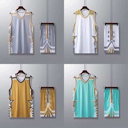 Children Men Custom Basketball Jersey Sets plus Size 2 Pieces Sleeveless Vest Shorts Team Professional Basketball Uniforms Suit